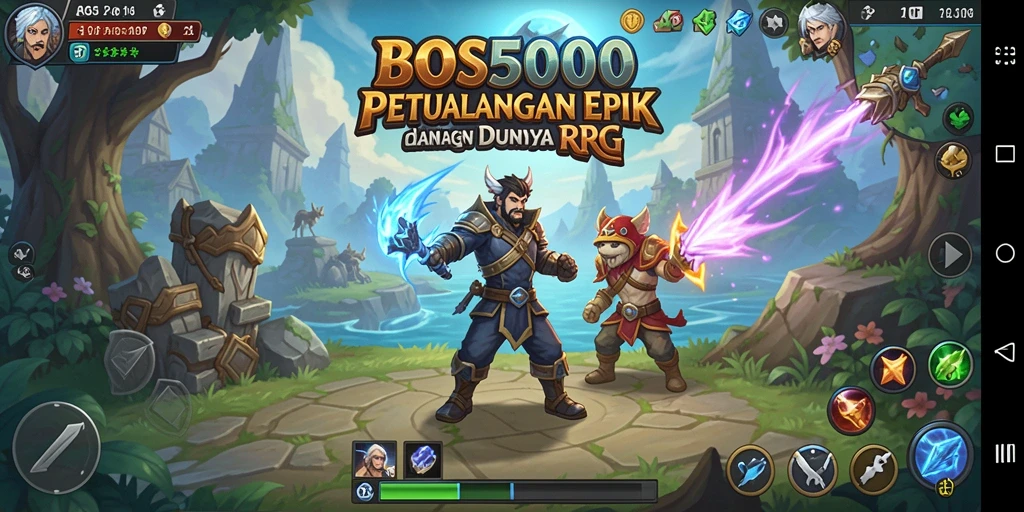 Tampilan gameplay epik dalam dunia BOS5000 yang menakjubkan.