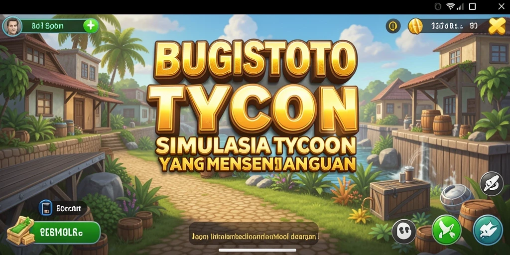 Gameplay BUGISTOTO menampilkan manajemen bisnis yang seru.