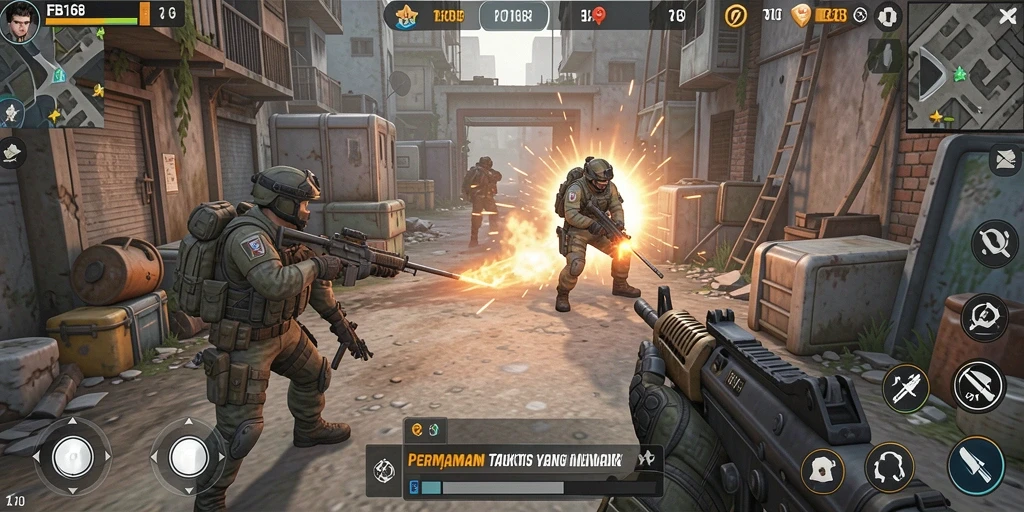 Tampilan gameplay menegangkan dari FB168 dengan aksi tembak-menembak yang mendebarkan.