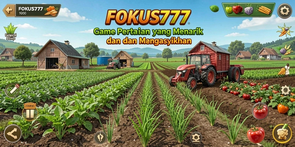 Tampilan utama gameplay pertanian di FOKUS777 yang menarik.
