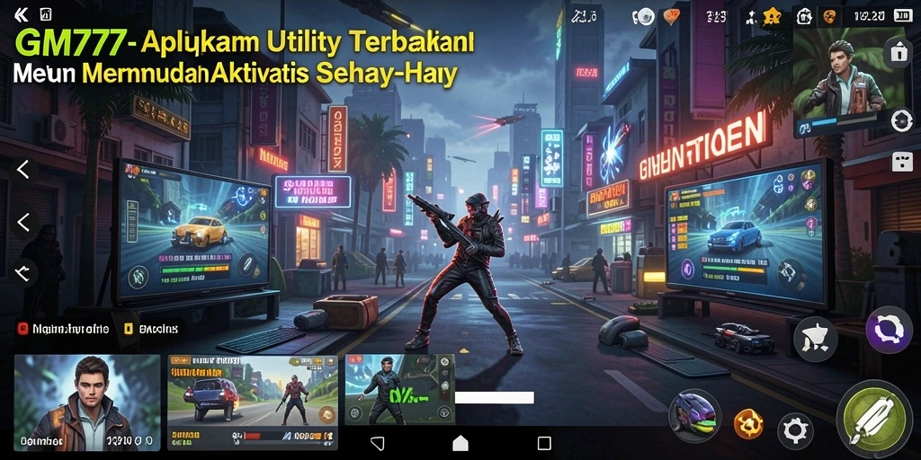 Tampilan aplikasi GM777 dengan fitur-fitur Utility yang memudahkan pengguna.