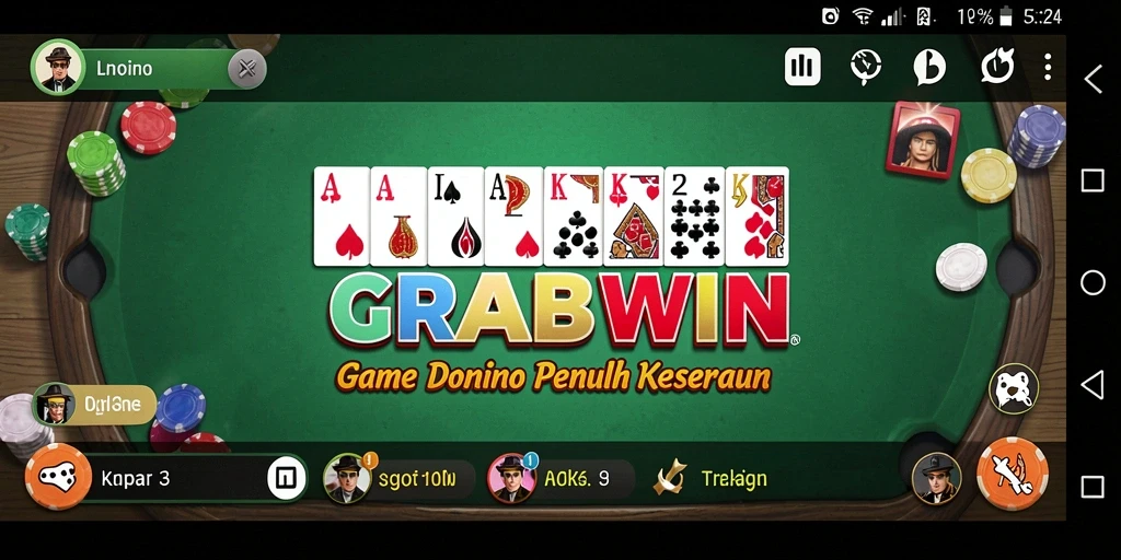 Tampilan gameplay seru dalam game Domino GRABWIN.