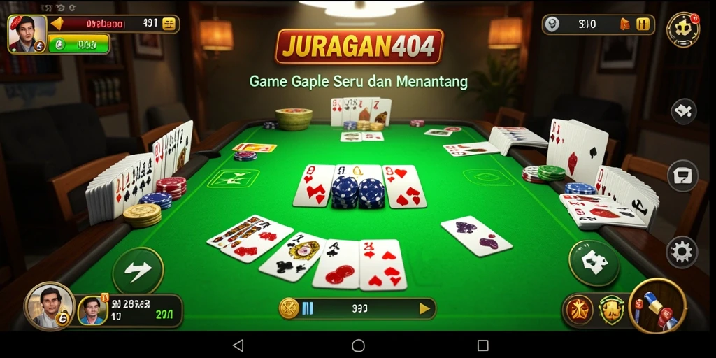 Tampilan gameplay seru dalam JURAGAN404 dengan kartu Gaple.
