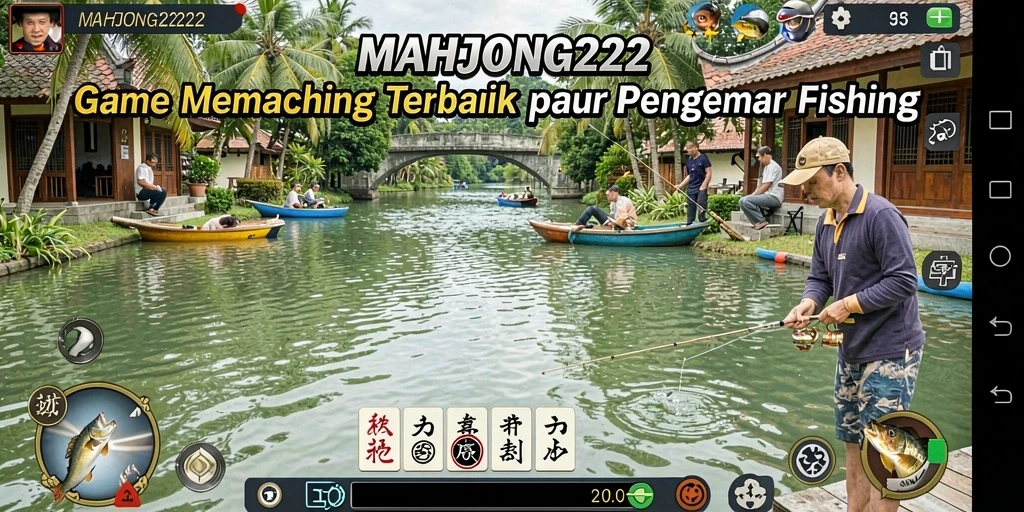 Gameplay seru di MAHJONG222 saat menangkap ikan di sungai.