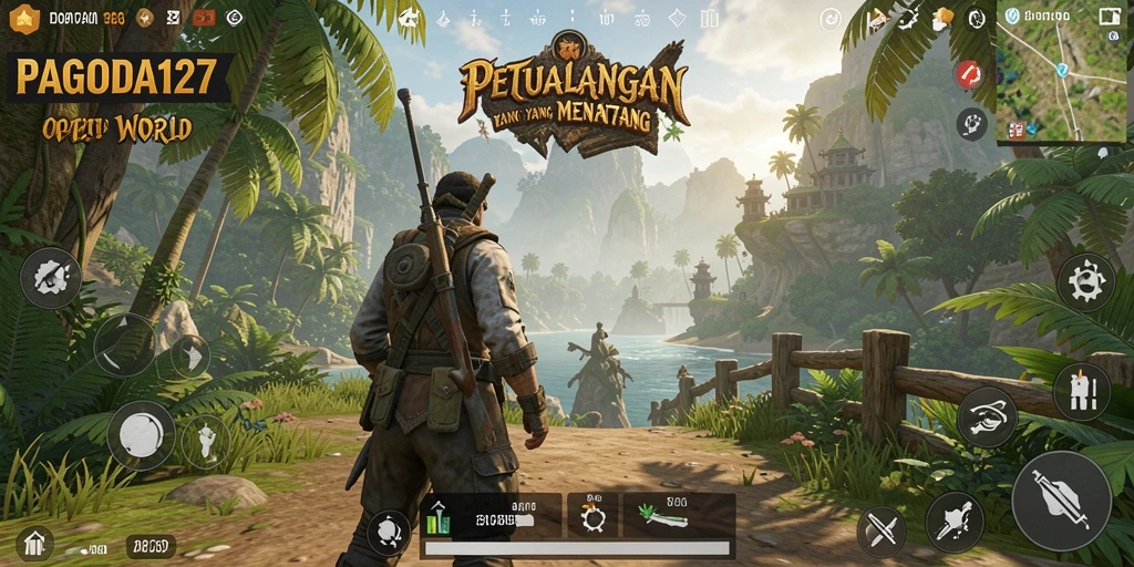 Tampilan gameplay menampilkan dunia luas dan interaksi di PAGODA127.