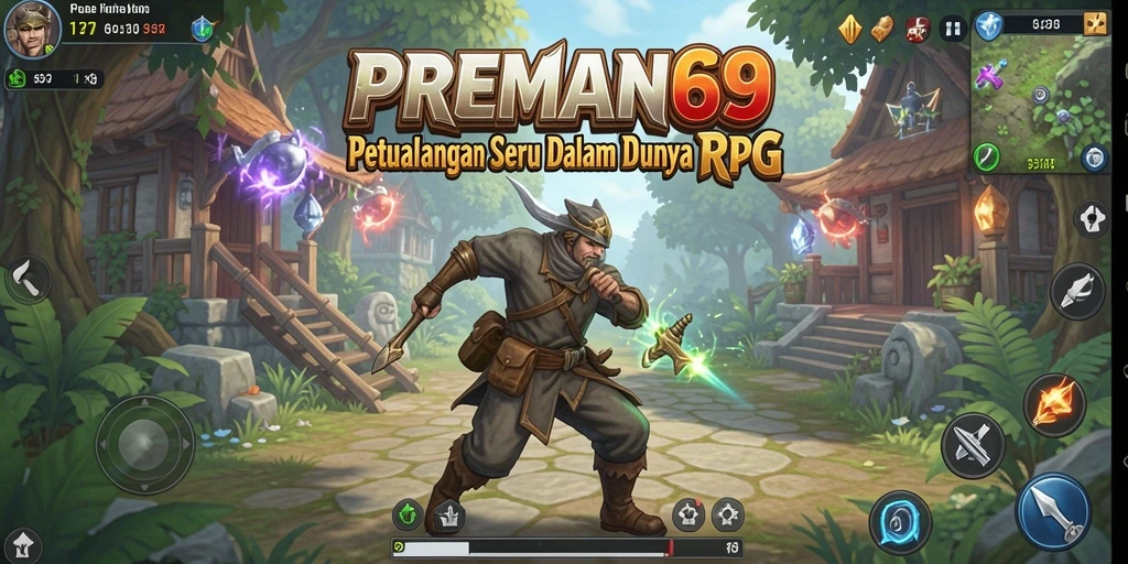 Tangkapan layar utama PREMAN69 menampilkan aksi RPG yang mendebarkan.