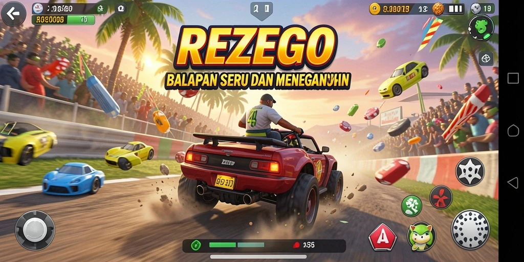 Tampilan gameplay seru dari balapan di REZEGO.