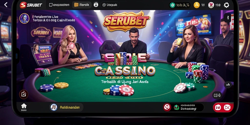 Screenshot gameplay SERUBET yang menampilkan dealer langsung di meja kasino.