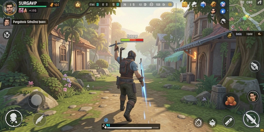 Tampilan dinamis gameplay SURGAVIP yang menantang.