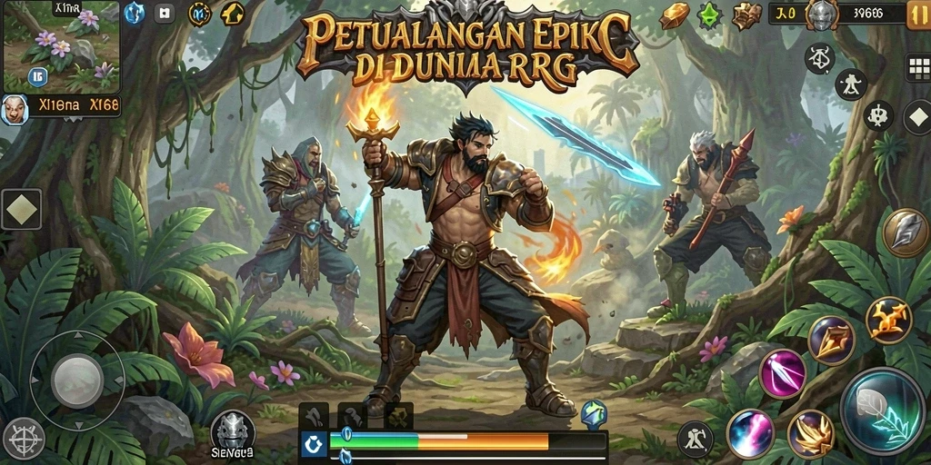 Tampilan gameplay epik dalam permainan RPG X168.